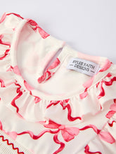 Load image into Gallery viewer, Girls Valentine Dress with Heart Embroidery and Bowknot Design
