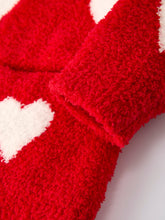 Load image into Gallery viewer, Valentine’s Day Girls Red Heart Pattern Fuzzy Knit Cardigan with Front Pockets
