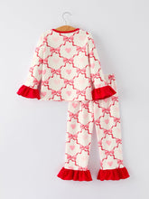 Load image into Gallery viewer, Valentine’s Day Girl Set with Heart Print and Red Ruffle Details
