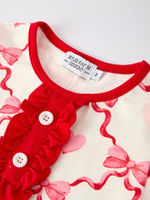 Load image into Gallery viewer, Valentine’s Day Girl Set with Heart Print and Red Ruffle Details

