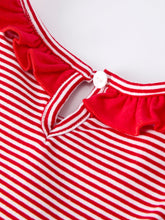 Load image into Gallery viewer, Holiday Girls Dress with Embroidered Christmas Lights and Red Bow Details
