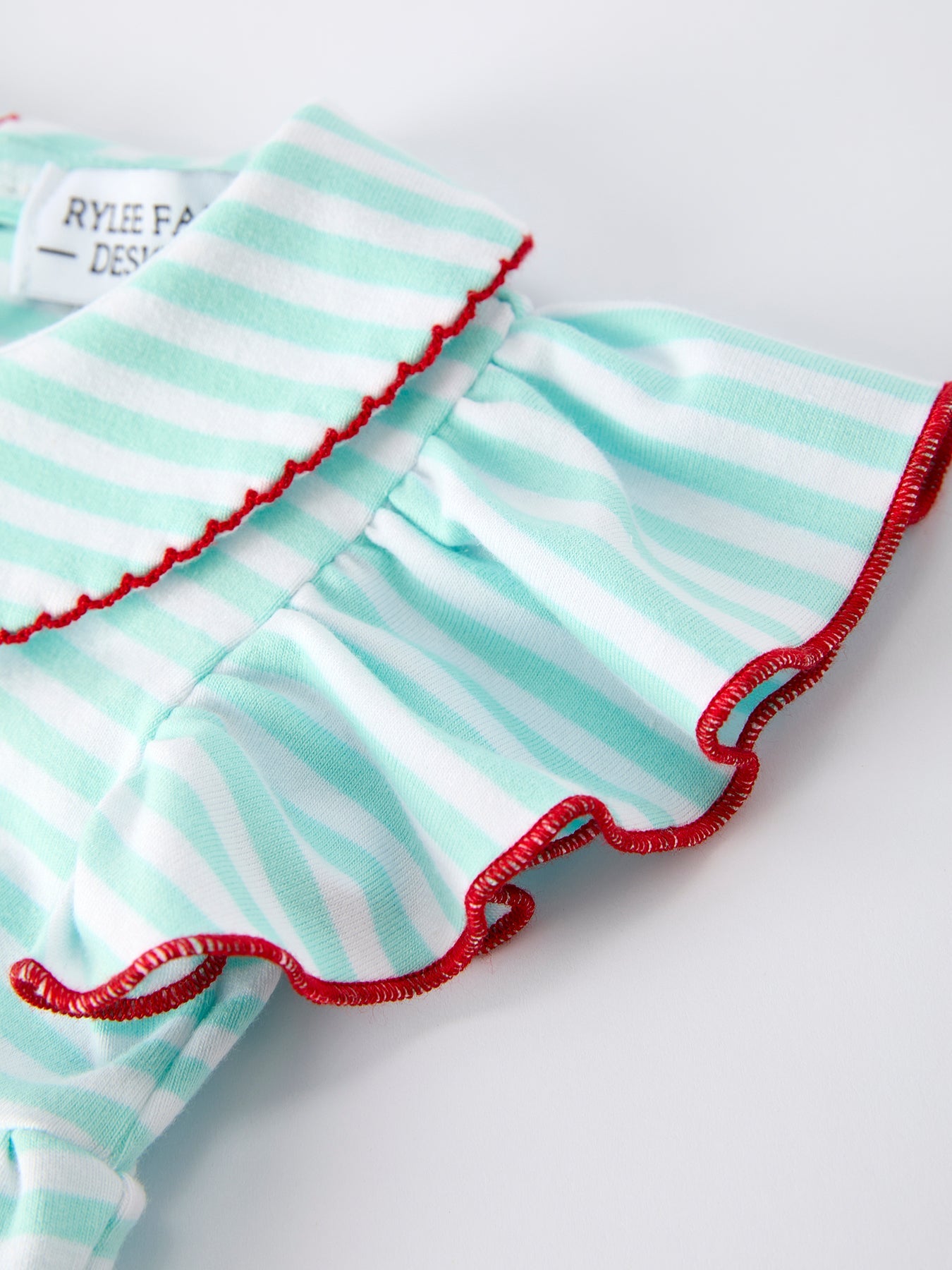 Striped Casual Outfit with Baseball Bow Applique Lapel Girls Romper