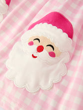 Load image into Gallery viewer, Christmas Santa Applique Striped Girls Set with Red Ruffle Trim
