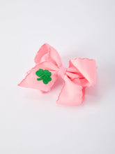 Load image into Gallery viewer, St. Patrick  Shamrock Pink Hair Bow – Lucky Girls Hair Clip
