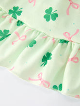 Load image into Gallery viewer, St. Patrick's Day Bow Shamrock Print Ruffles Girls Dress
