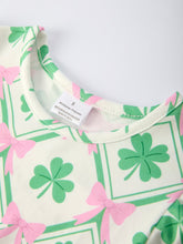 Load image into Gallery viewer, St. Patrick's Day Bow Shamrock Print Short Sleeves Girls Dress
