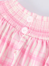 Load image into Gallery viewer, Valentine&#39;s Day Pink Plaid Smocked Heart Embroidery Girls Romper
