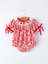Load image into Gallery viewer, Valentine&#39;s Day &quot;BE ❤ MINE&quot; Embroidered Floral Girls&#39; Romper
