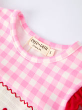 Load image into Gallery viewer, Valentine Pink Plaid Girls Dress with Horse &amp; Heart Smocking Embroidery
