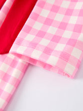 Load image into Gallery viewer, Valentine Pink Plaid Girls Dress with Horse &amp; Heart Smocking Embroidery
