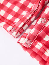 Load image into Gallery viewer, Valentine's Day Plaid Heart Embroidered Pony Boys' Romper
