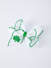 Load image into Gallery viewer, St. Patrick Shamrock Embroidered Hair Bow – Girls Hair Clip

