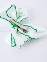 Load image into Gallery viewer, St. Patrick Shamrock Embroidered Hair Bow – Girls Hair Clip

