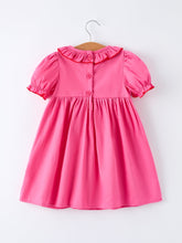 Load image into Gallery viewer, Valentine's Day Hot Pink Ruffle Collar Heart Applique Girls Dress
