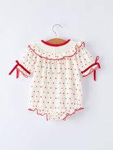 Load image into Gallery viewer, Valentine&#39;s Day Polka Dot Baby Girls Romper with Smocking Embroidery
