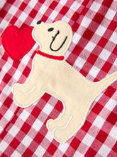 Load image into Gallery viewer, Valentine Red Plaid Boys Romper with Applique Heart Dog Detail
