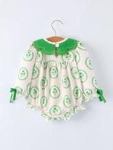 Load image into Gallery viewer, St. Patrick's Day Shamrock Striped Long Sleeve Baby Girl Romper
