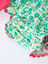 Load image into Gallery viewer, St. Patrick’s Day Shamrock Bow Smocked Baby Girl Romper
