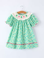 Girls St. Patrick’s Day Shamrock Bow Smocked Dress