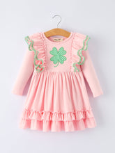 Load image into Gallery viewer, Girls St. Patrick’s Day Shamrock Applique Ruffle Girls Dress

