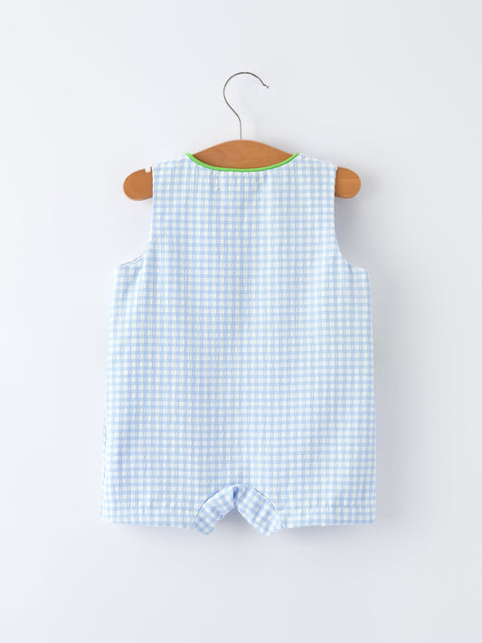 Baby Boys Summer Crocodile Embroidered Smocked Romper