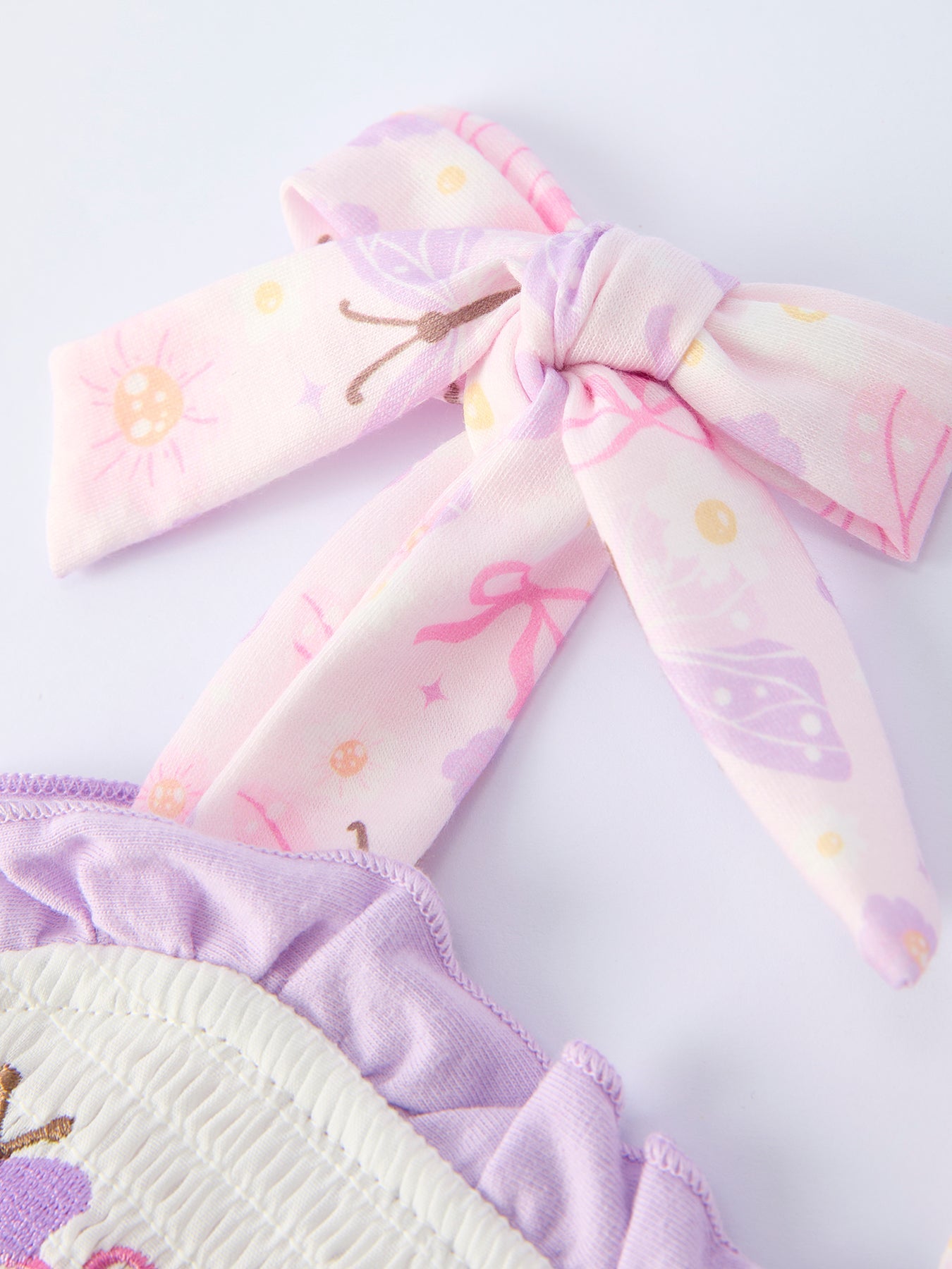 Butterfly Embroidery Smocking Bow Baby Girls Bloomers Set