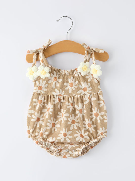 Floral Daisy Baby Girl Spaghetti Strap Romper