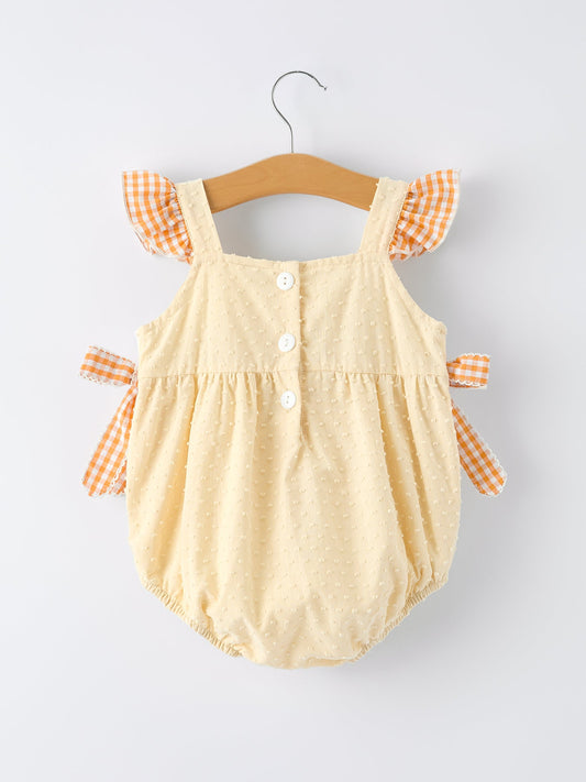 Farm Girl Chicken Smocked Bow Ruffle Romper
