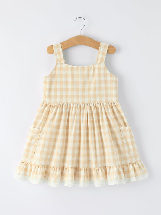 Mommy & Me Plaid Girl  Dress With Pocket