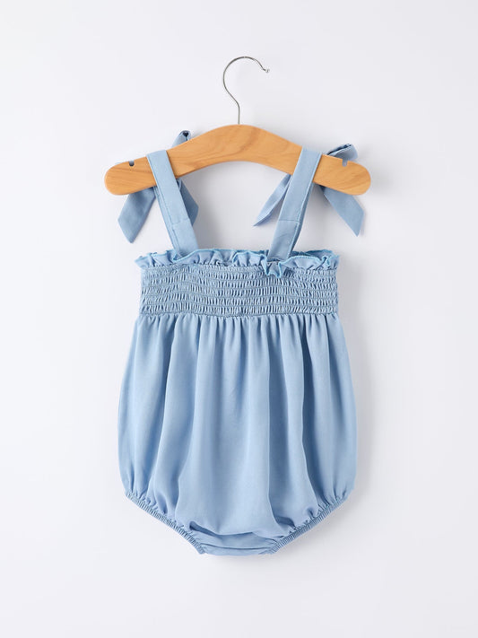 Summer Strawberry Smocked Applique Girl Romper