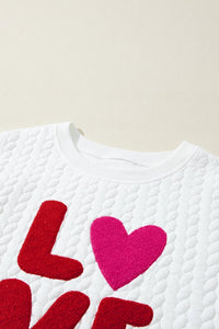 LOVE Chenille Embroidered Pullover Sweatshirt