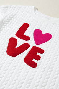 LOVE Chenille Embroidered Pullover Sweatshirt