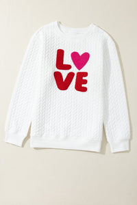 LOVE Chenille Embroidered Pullover Sweatshirt