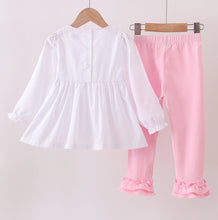 Load image into Gallery viewer, Premium white christmas tree
embroidery ruffle pants set
