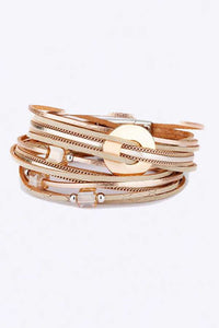 Metallic Double Wrap Leather Bracelet