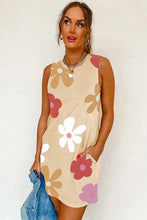 Load image into Gallery viewer, Women Apricot Daisy Flower Print Tank Dress - Image #2
