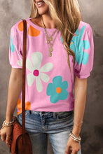 Load image into Gallery viewer, Big Flower Print Bubble Sleeve Tee
