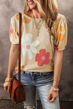 Load image into Gallery viewer, Big Flower Print Bubble Sleeve Tee
