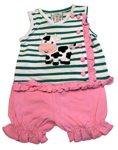 Moo Cow Applique Girls Bloomer Set - Image #1