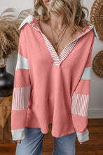 Load image into Gallery viewer, Striped Colorblock Patchwork Collar Sweatshirt
