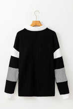 Load image into Gallery viewer, Striped Colorblock Patchwork Collar Sweatshirt
