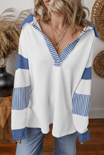 Load image into Gallery viewer, Striped Colorblock Patchwork Collar Sweatshirt
