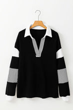 Load image into Gallery viewer, Striped Colorblock Patchwork Collar Sweatshirt
