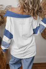 Load image into Gallery viewer, Striped Colorblock Patchwork Collar Sweatshirt
