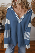 Load image into Gallery viewer, Striped Colorblock Patchwork Collar Sweatshirt
