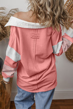 Load image into Gallery viewer, Striped Colorblock Patchwork Collar Sweatshirt
