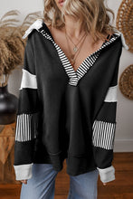 Load image into Gallery viewer, Striped Colorblock Patchwork Collar Sweatshirt
