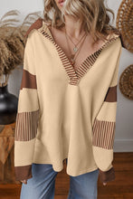 Load image into Gallery viewer, Striped Colorblock Patchwork Collar Sweatshirt
