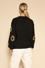 Load image into Gallery viewer, All over wreath holiday knit sweater
