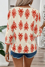 Load image into Gallery viewer, Ethnic Abstract Print Puff Sleeve V Neck Blouse
